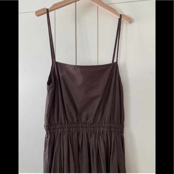 Matteau Gathered Brown Cotton Poplin Maxi Dress - Picture 4 of 15